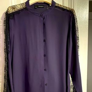 The Kooples Purple/Black Button Down Shirt W/ Lace